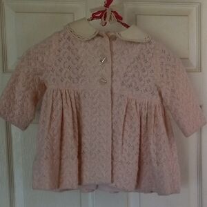 Elegant Pink Lace Kids Vintage Handmade Coat